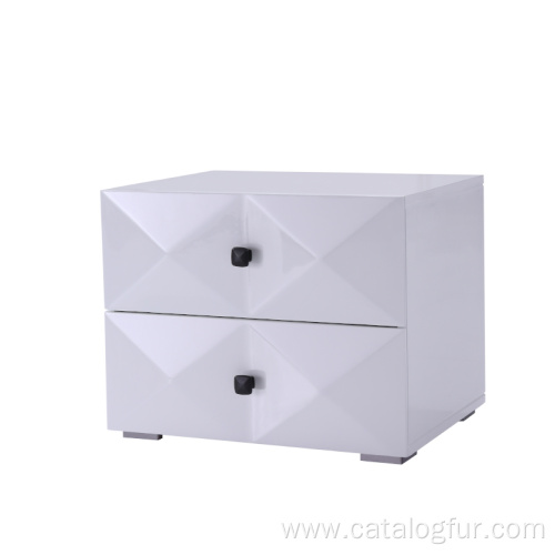 Modern Bedroom Furniture MDF Bedside Table Nightstands with Drawers Case Black White Customized